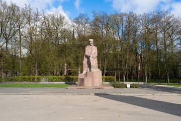The Rainis Monument,  a monument to the Latvian poet Rainis within the Esplanāde park in Riga,...
