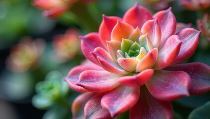Fototapeta premium Close-up of vibrant Echeveria succulent rosette , photography, wallpaper
