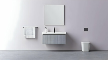Modern Bathroom Vanity With Gray Cabinet And White Sink