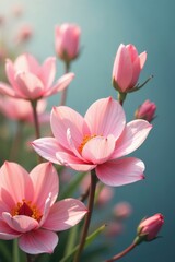 Obraz premium Soft pink petals swaying gently in the breeze, color palette, airy flowers, floral arrangement