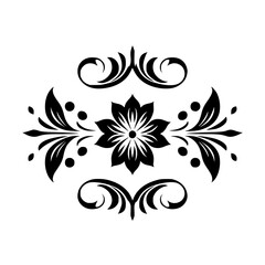 Elegant Black Floral Ornament Vector Design on White Background