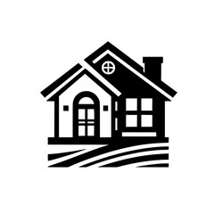 Minimalist Home Logo: Black & White Illustration