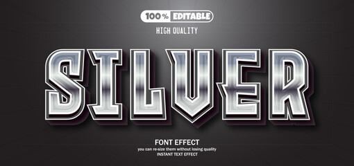 Silver text effect. Editable text effect