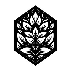 Geometric Leaf Arrangement, Black & White Botanical Pattern