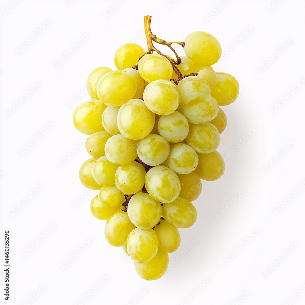 Poster freshly picked grape cluster captured in high resolution on white setting