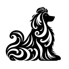 Ornamental Poodle Silhouette in Black and White