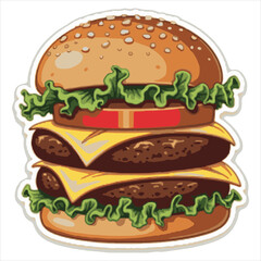 A humorous graphic drawing of a delicious hamburger