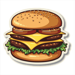 Hand-drawn sketch graphic design of a hamburger and fast food