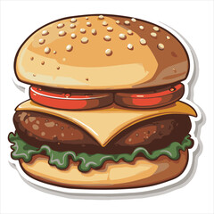 A flat drawing of a delicious burger