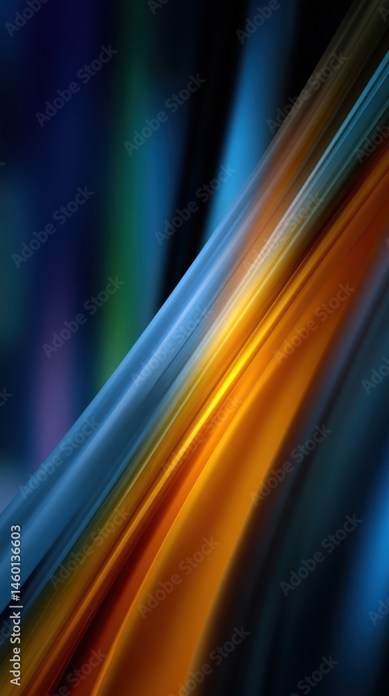 Poster abstract flowing smooth color gradients in blue and orange elegant curves and lines dynamic modern b