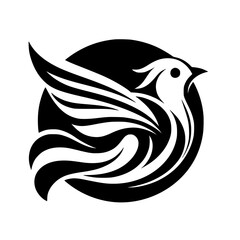Abstract Bird Logo in Black & White, Minimalist Design