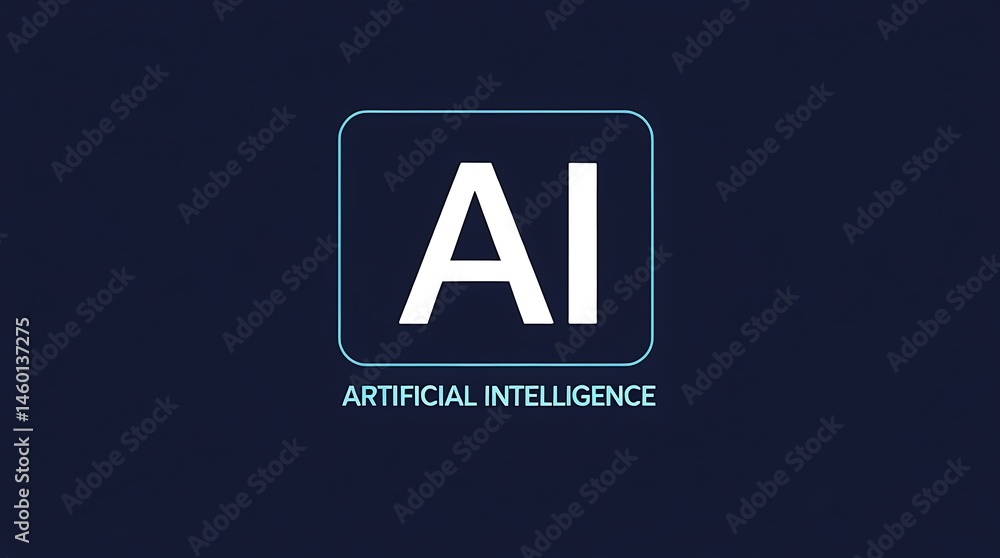 Poster ai typographic design with 'artificial intelligence' below, perfect for digital covers, tech interfa