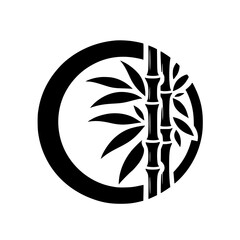 Minimalist Black Bamboo in a Circle Logo Design