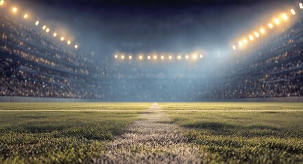 Exciting Soccer Match in Stadium at Night With Bright Lights and Eager Crowd