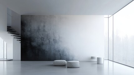 Modern minimalist interior design featuring a textured wall.