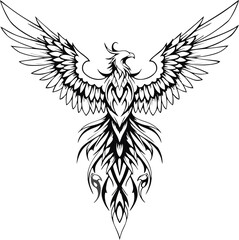 Rising Phoenix Tattoo with Trail of Fire in Minimal Line Art