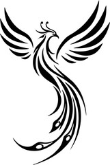 Full-Body Phoenix Tattoo with Elegant Lineweight and Subtle Form