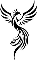 Obraz premium Minimal Phoenix Emblem Tattoo with Flame Crown Symbol
