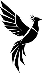 Minimalist Phoenix Tattoo in Vertical Fire Trail Composition