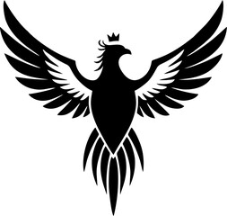 Mirror Phoenix Tattoo Design with Two Birds in Perfect Symmetry