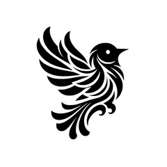 Obraz premium Elegant Black Bird Logo - Vector Icon, Minimalist Design