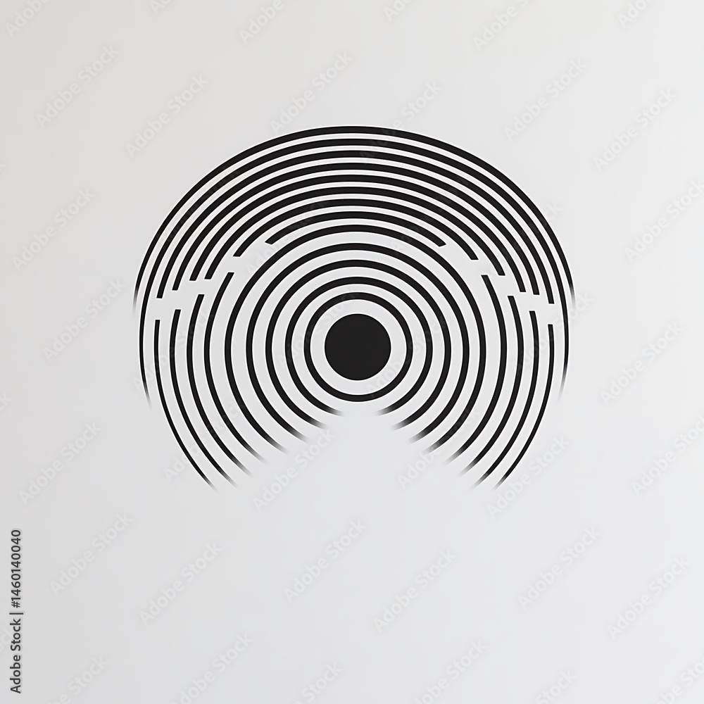 Aufkleber minimalist concentric circle graphic with black lines and white space, modern abstract design elemen