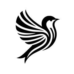 Abstract Bird Logo: Geometric Black & White Design