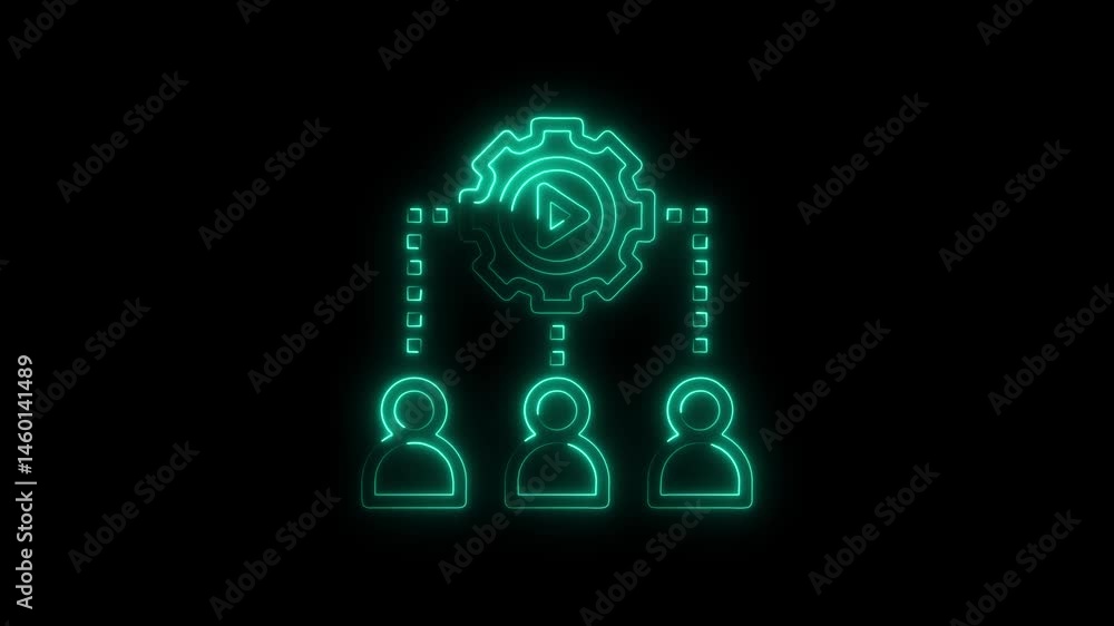 Poster neon style workflow automation and team management concept