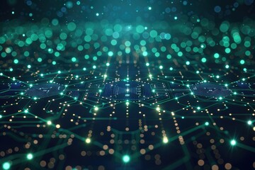 Obraz premium Abstract digital network design with glowing teal points.