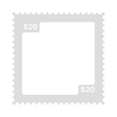 Vintage-style postage stamp vector with perforated edges and centered design. Ideal for mail, travel themes, retro designs, and graphic projects. Transparent background.
