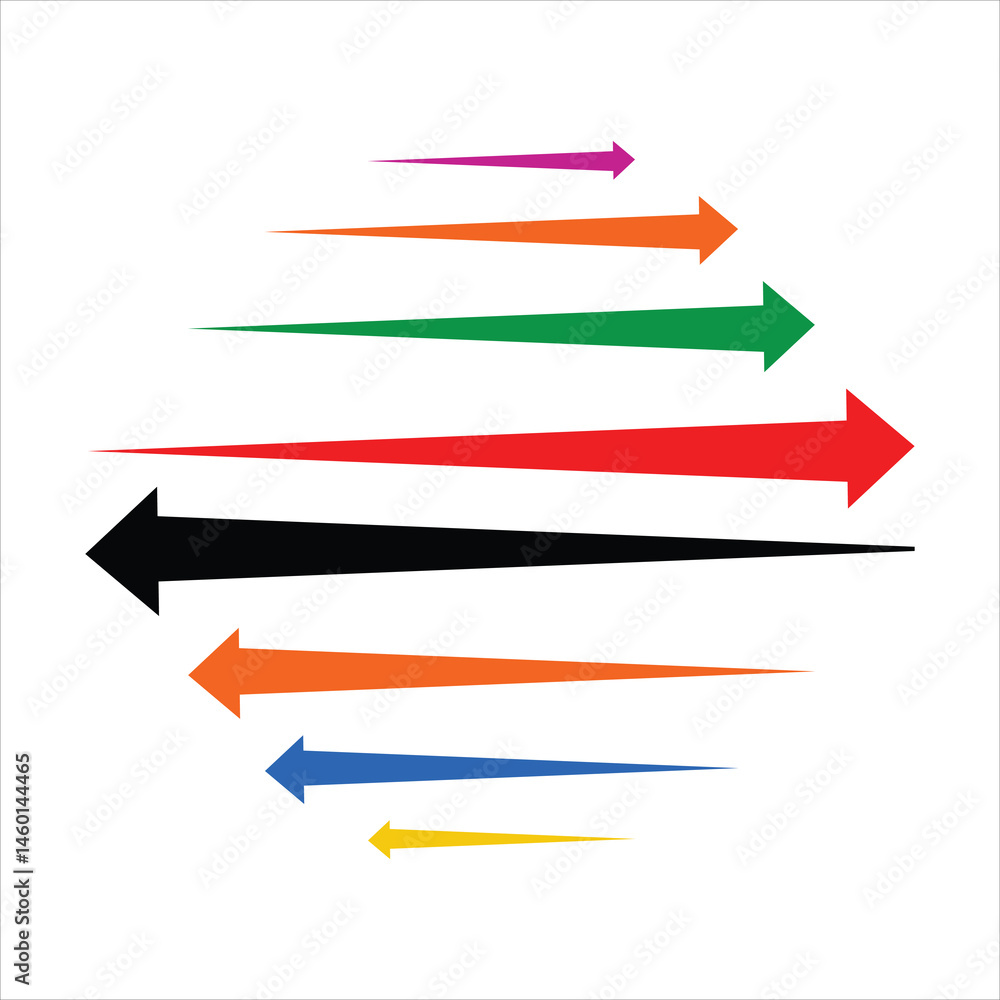 Poster single headed black red green long arrow vector icon set. one direction black red green arrow icon s