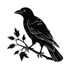 a crow on a branch vector art silhouette 