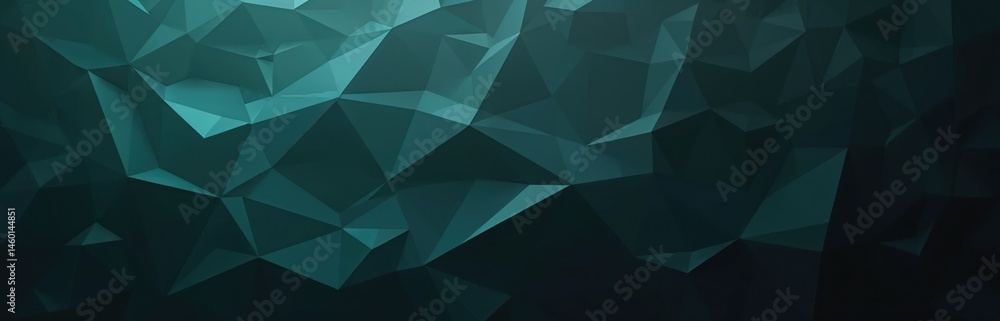 Poster abstract design of teal polygon triangles on black background. geometric pattern with a modern 3d ef