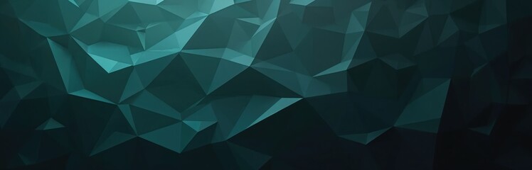Obraz premium Abstract design of teal polygon triangles on black background. Geometric pattern with a modern 3D effect, suitable for digital art, graphic design, or wallpaper.