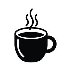 a cup hot cafe coffee caffeine drink flat vector art silhouette