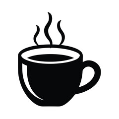 a cup hot cafe coffee caffeine drink flat vector art silhouette