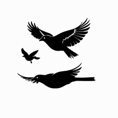 Obraz premium Silhouetted birds in flight vector illustration simple bird shapes flying wildlife design element isolated on white background minimalist graphic style with birds