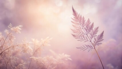 Fototapeta premium Silhouettes of delicate fern fronds against a soft pastel background, capturing the ephemeral beauty of nature's artistry in a dreamy and ethereal setting.