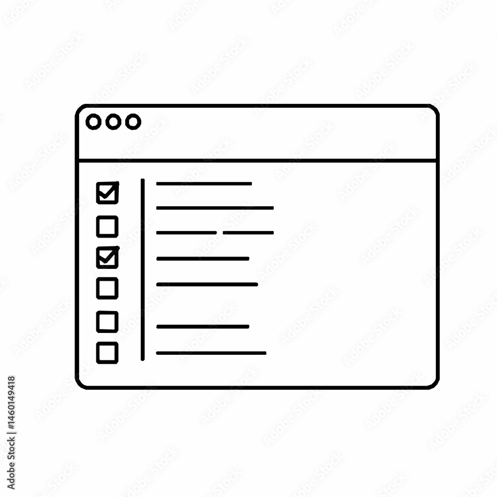 Poster checklist window vector illustration minimalist design task list interface