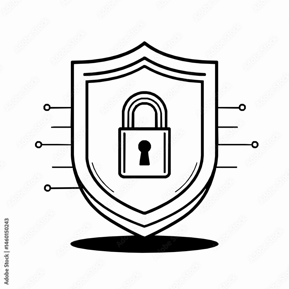 Aufkleber digital security shield with padlock for data protection and cybersecurity