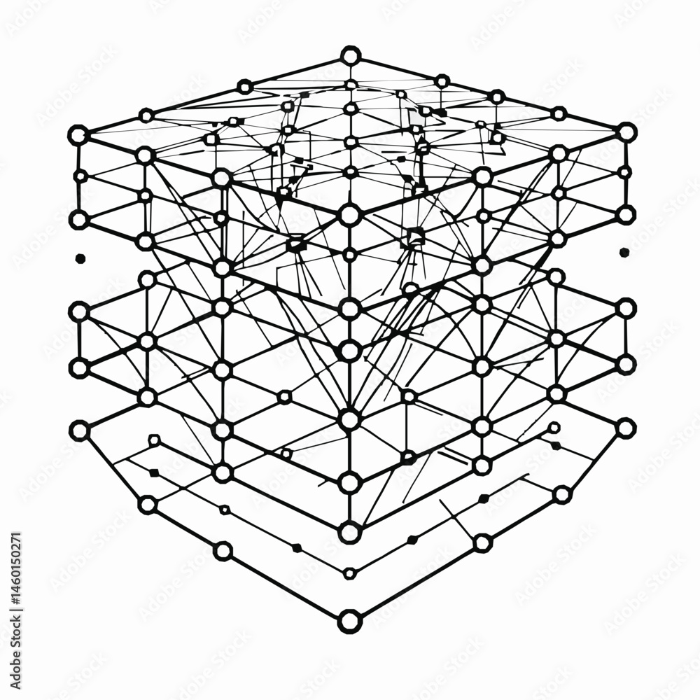 Poster abstract molecular structure connection network scientific design