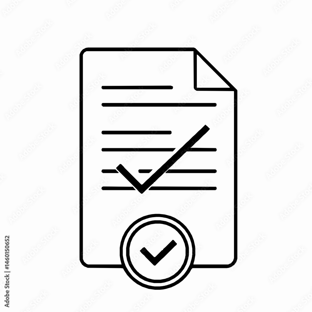 Poster approved document checklist icon with check mark for confirmation