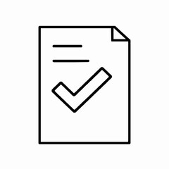 Document with check mark line icon confirmation symbol