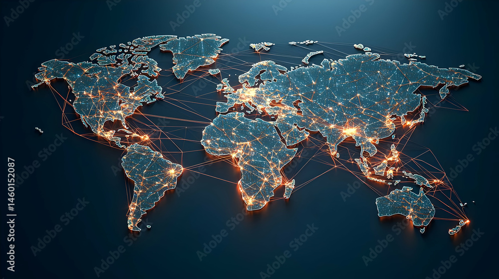 Poster global network world map design