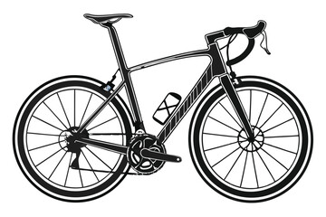 Obraz premium 91 Road bicycle, aerodynamic frame, carbon fiber, sleek design, racing bike, drop handlebars, disc brakes, high-performance wheels, minimalist, black silhouette, professional cycling, speed, competiti