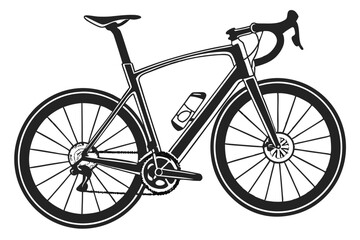 Obraz premium 91 Road bicycle, aerodynamic frame, carbon fiber, sleek design, racing bike, drop handlebars, disc brakes, high-performance wheels, minimalist, black silhouette, professional cycling, speed, competiti