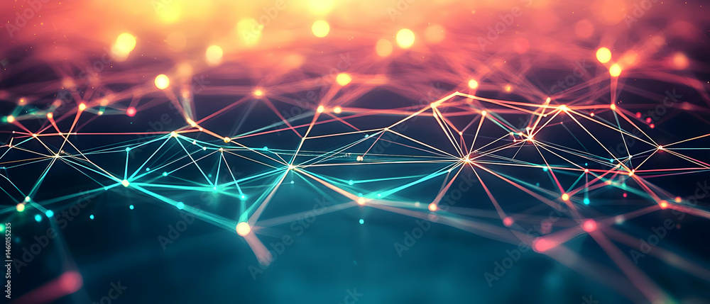 Poster abstract network design with glowing lines and colors