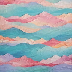 Colorful paper lake, tranquil scene  Gentle wave texture, vibrant hues ,  folded paper,  calm