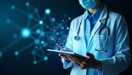 Doctor Utilizing Digital Tablet for Innovative Healthcare Connectivity Solutions