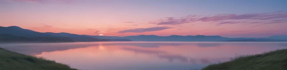 Obraz premium Gentle color shift from azure to blush tranquil scene, pastel, soft, peaceful